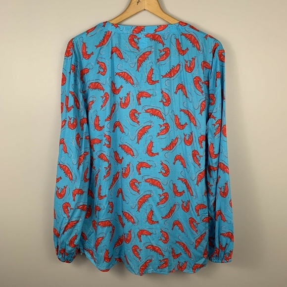 Haley & The Hound Blue Shrimp Print Stella Top - Picture 5 of 8